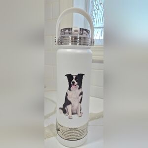 Border Collie Serengeti White Water Bottle